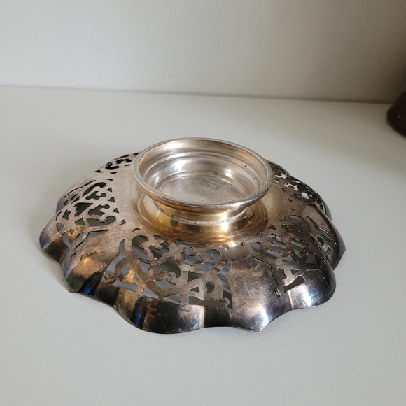 Vintage Silver Plated Pierced Footed Candy Dish - Picture 6 of 7